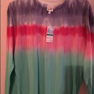 NWT Belle du jour long sleeve colorful T-shirt, size L